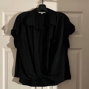 Rose & Olive Black Drape Blouse